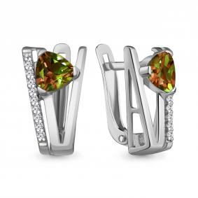 Серебряные серьги AQUAMARINE А4326519А с фианитом и султанитом А4326519А фото