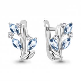 Серебряные серьги AQUAMARINE А4329005А с топазом и фианитом А4329005А фото
