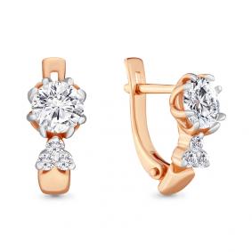 Серьги из золочёного серебра AQUAMARINE А43393А-п с Swarovski А43393А-п фото