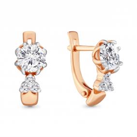 Серьги из золочёного серебра AQUAMARINE А43393А-пк с Swarovski А43393А-пк фото