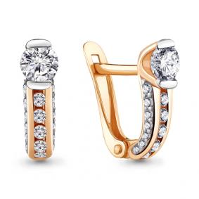Серьги из золочёного серебра AQUAMARINE А434081А-п с фианитом А434081А-п фото