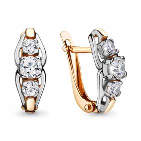 Серьги из золочёного серебра AQUAMARINE А43428-пк с Swarovski А43428-пк фото