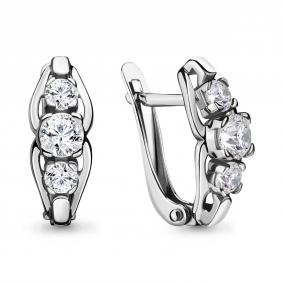 Серебряные серьги AQUAMARINE А43428А с Swarovski А43428А фото