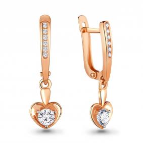 Серьги из золочёного серебра AQUAMARINE А43433А-п с фианитом и Swarovski А43433А-п фото