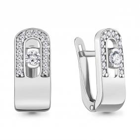 Серебряные серьги AQUAMARINE А43475А с фианитом и Swarovski А43475А фото