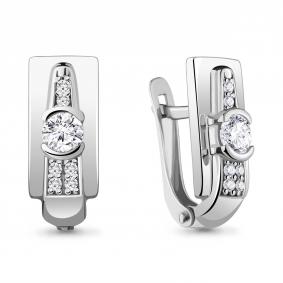 Серебряные серьги AQUAMARINE А43481А с фианитом и Swarovski А43481А фото
