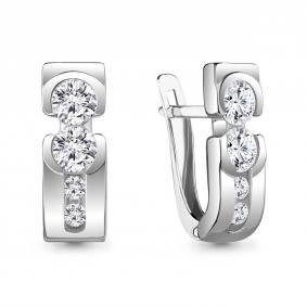 Серебряные серьги AQUAMARINE А43485А с Swarovski А43485А фото