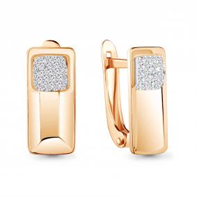 Серьги из золочёного серебра AQUAMARINE А43493-п с ювелирным кристаллом А43493-п фото