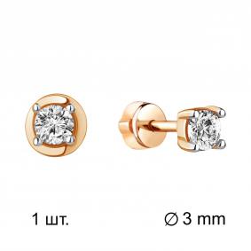 Одиночная серьга из золоченого серебра AQUAMARINE с фианитом А435011А-п А435011А-п фото