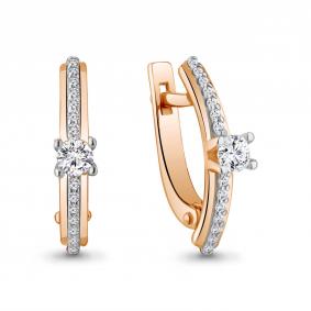 Серьги из золочёного серебра AQUAMARINE А43550А-п с фианитом и Swarovski А43550А-п фото