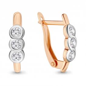 Серьги из золочёного серебра AQUAMARINE А43580-пк с Swarovski А43580-пк фото