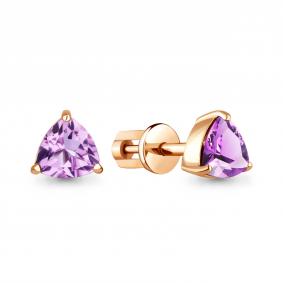Серьги из золочёного серебра AQUAMARINE А4390104-п с аметистом А4390104-п фото