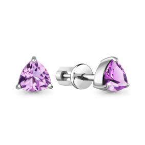 Серебряные серьги AQUAMARINE А4390104 с аметистом А4390104 фото