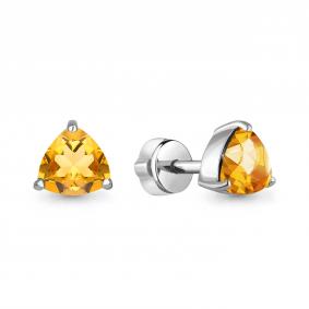 Серебряные серьги AQUAMARINE А4390106 с цитрином А4390106 фото