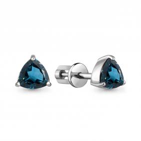 Серебряные серьги AQUAMARINE А4390108 с Лондон топазом А4390108 фото