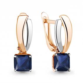Серьги из золочёного серебра AQUAMARINE А43946Н-п с гидротермальным сапфиром А43946Н-п фото