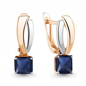 Серьги из золочёного серебра AQUAMARINE А43946Н-пк с гидротермальным сапфиром А43946Н-пк фото
