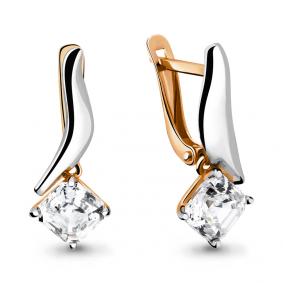Серьги из золочёного серебра AQUAMARINE А43947-пк с Swarovski А43947-пк фото
