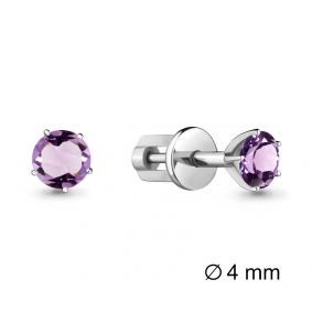 Серебряные серьги AQUAMARINE А4403604 с аметистом А4403604 фото