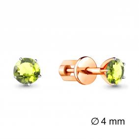 Серьги из золочёного серебра AQUAMARINE А4403607-п с хризолитом А4403607-п фото