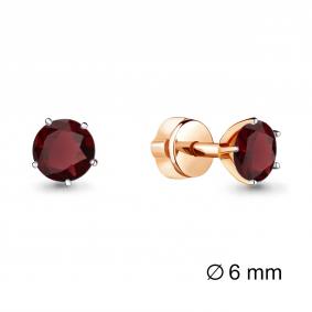 Серьги из золочёного серебра AQUAMARINE А4403803-п с гранатом А4403803-п фото
