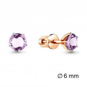 Серьги из золочёного серебра AQUAMARINE А4403804-п с аметистом А4403804-п фото