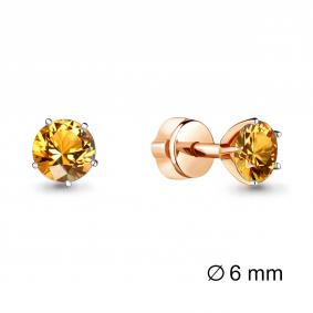 Серьги из золочёного серебра AQUAMARINE А4403806-п с цитрином А4403806-п фото