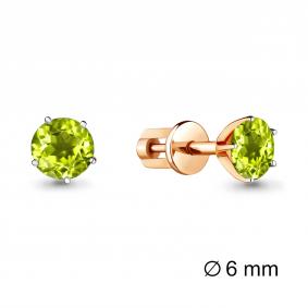 Серьги из золочёного серебра AQUAMARINE А4403807-п с хризолитом А4403807-п фото