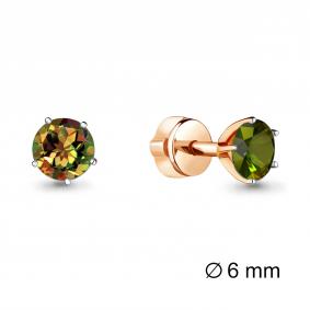 Серьги из золочёного серебра AQUAMARINE А4403819-п с султанитом А4403819-п фото