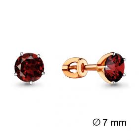 Серьги из золочёного серебра AQUAMARINE А4403903-п с гранатом А4403903-п фото