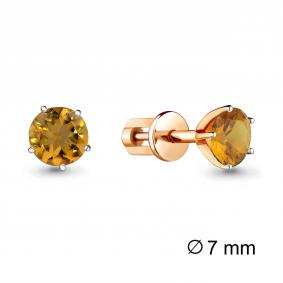 Серьги из золочёного серебра AQUAMARINE А4403906-п с цитрином А4403906-п фото