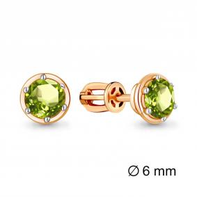 Серьги из золочёного серебра AQUAMARINE А4407407-п с хризолитом А4407407-п фото