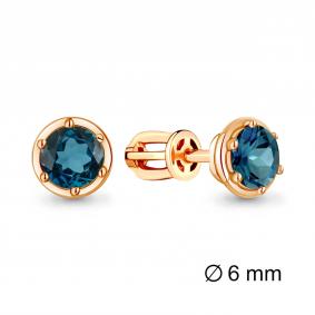 Серьги из золочёного серебра AQUAMARINE А4407408-п с топазом А4407408-п фото