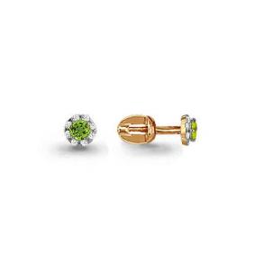 Серьги из золочёного серебра AQUAMARINE А4407507А-п с фианитом и хризолитом А4407507А-п фото