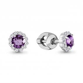 Серебряные серьги AQUAMARINE А44086Д с фианитом и ювелирным кристаллом А44086Д фото