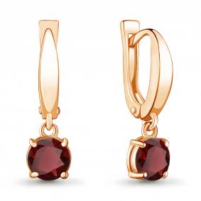 Серьги из золочёного серебра AQUAMARINE А4409503-п с гранатом А4409503-п фото