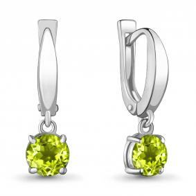Серебряные серьги AQUAMARINE А4409507 с хризолитом А4409507 фото