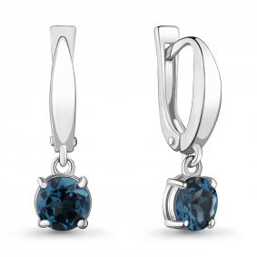 Серебряные серьги AQUAMARINE А4409508 с Лондон топазом А4409508 фото