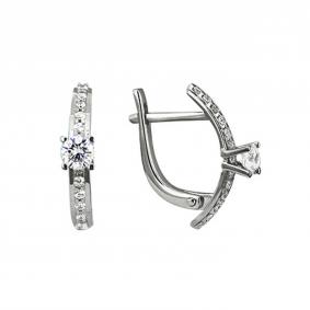 Серебряные серьги AQUAMARINE А44110А с фианитом А44110А фото