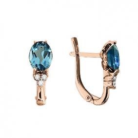 Серьги из золочёного серебра AQUAMARINE А4414005А-п с топазом и фианитом А4414005А-п фото