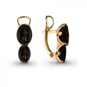 Серьги из золочёного серебра AQUAMARINE А4414201-п с раухтопазом А4414201-п фото