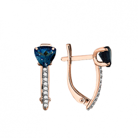 Серьги из золочёного серебра AQUAMARINE А4418908А-п с фианитом и Лондон топазом А4418908А-п фото