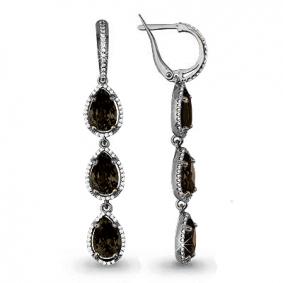 Серебряные серьги AQUAMARINE А4428901А с фианитом и раухтопазом А4428901А фото