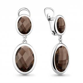 Серебряные серьги AQUAMARINE А4441201 с кварцем А4441201 фото