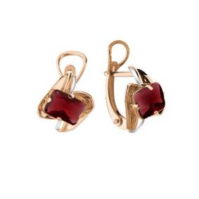 Серьги из золочёного серебра AQUAMARINE А4462385-пк с гранатом А4462385-пк фото
