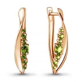 Серьги из золочёного серебра AQUAMARINE А4466107-п с хризолитом А4466107-п фото