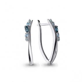 Серебряные серьги AQUAMARINE А4466266 с топазом и Лондон топазом А4466266 фото