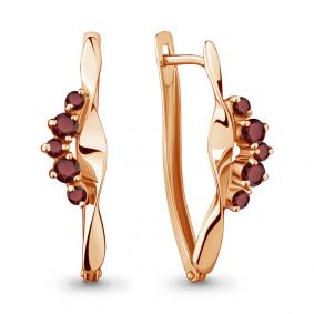 Серьги из золочёного серебра AQUAMARINE А4466303-п с гранатом А4466303-п фото