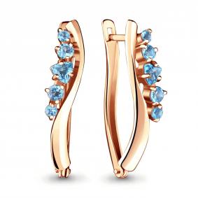 Серьги из золочёного серебра AQUAMARINE А4467105-п с топазом А4467105-п фото