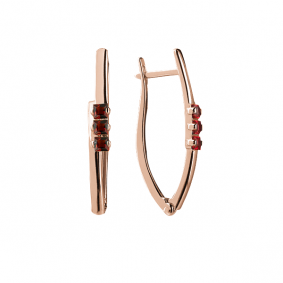 Серьги из золочёного серебра AQUAMARINE А4467403-п с гранатом А4467403-п фото